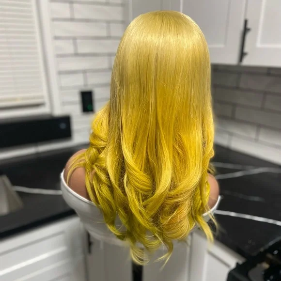 Human hair lace front wig - 20” in length: Russian Blonde Unit - Picture 7 of 8